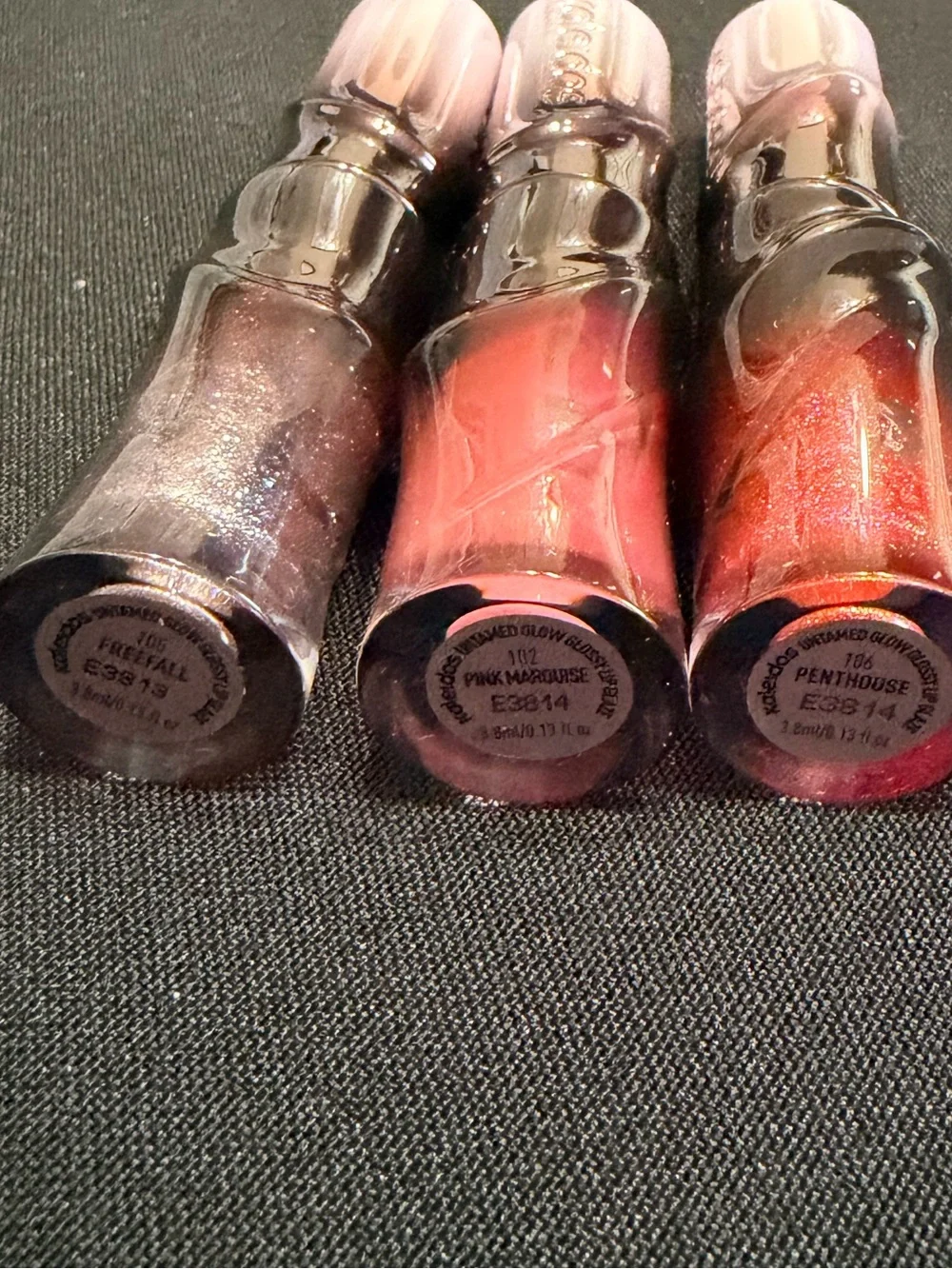 Kaleidos Trio Shimmery Lip Gloss Set  Freefall Pink Marlise Penthouse New FullSz
